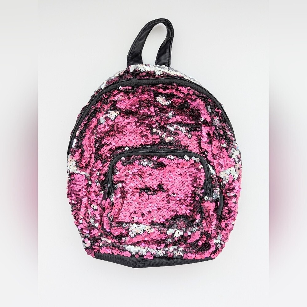 Sparkling Pink & Silver Sequin Kids Backpack/Knapsack/Bag